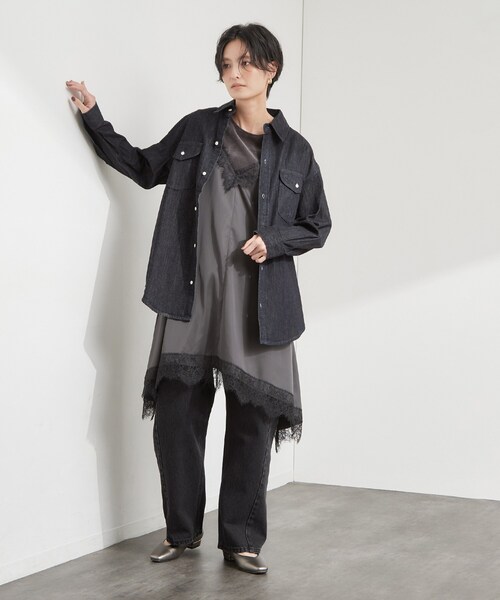 OPAQUE.CLIP(オペークドットクリップ)の「【Lee別注】バレルレッグデニムパンツ(デニムパンツ・レディース・ブラック/ブルー系その他・02/03)」の21枚目の写真