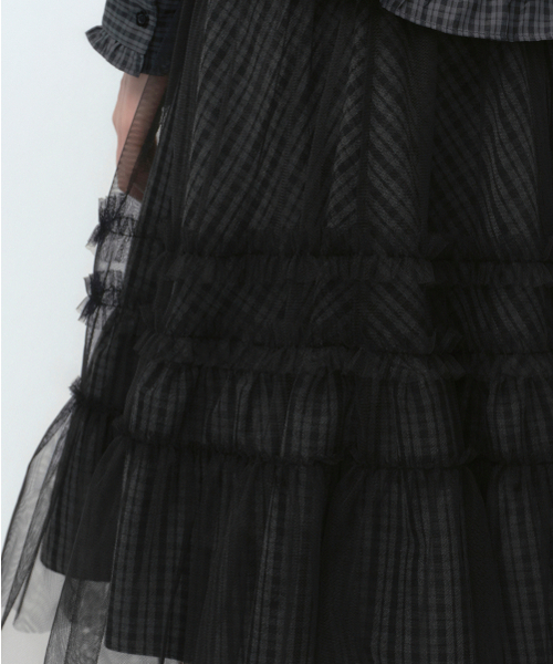 MUSINSA STANDARD WOMAN（ムシンサスタンダードウーマン）の「[オヘシオコラボ] シアーレイヤードチェックスカート [ブラック]（スカート・レディース・その他・SMALL/MEDIUM）」の9枚目の写真