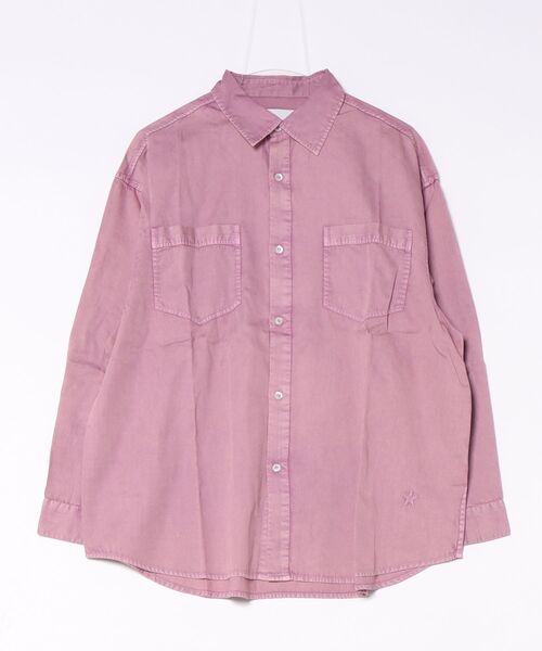 CONVERSE TOKYO(コンバーストウキョウ)の「ACID WASH STAR★ PATCH OVER SHIRT(シャツ/ブラウス・レディース・ミント/ブラック/テラコッタ/ピンク/グレー・FREE)」の5枚目の写真