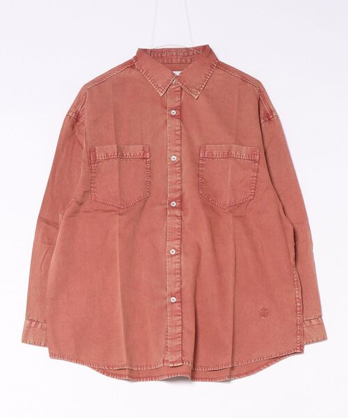 CONVERSE TOKYO(コンバーストウキョウ)の「ACID WASH STAR★ PATCH OVER SHIRT(シャツ/ブラウス・レディース・ミント/ブラック/テラコッタ/ピンク/グレー・FREE)」の4枚目の写真
