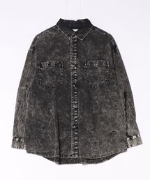 ACID WASH STAR★ PATCH OVER SHIRT