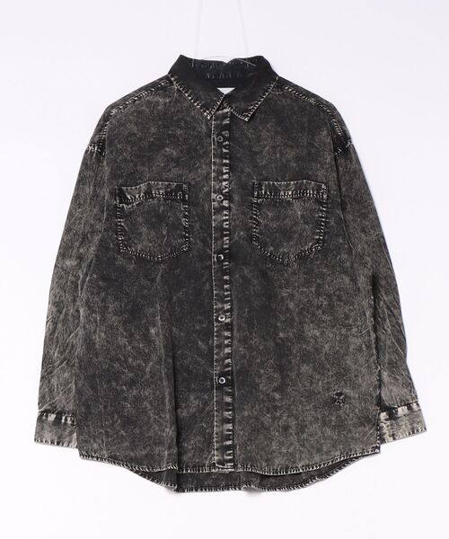 CONVERSE TOKYO(コンバーストウキョウ)の「ACID WASH STAR★ PATCH OVER SHIRT(シャツ/ブラウス・レディース・ミント/ブラック/テラコッタ/ピンク/グレー・FREE)」の2枚目の写真