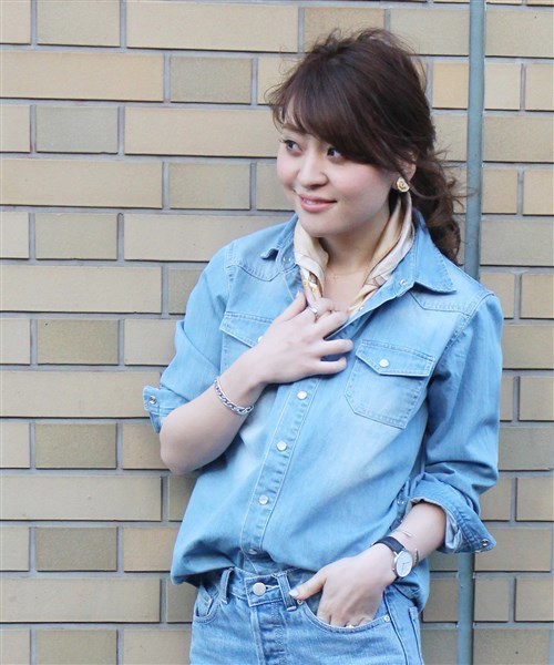 LIMITLESS LUXURY（リミットレスラグジュアリー）の「DENIMシャツ◆（シャツ/ブラウス・レディース・ネイビー/ブルー系その他・FREE）」の2枚目の写真
