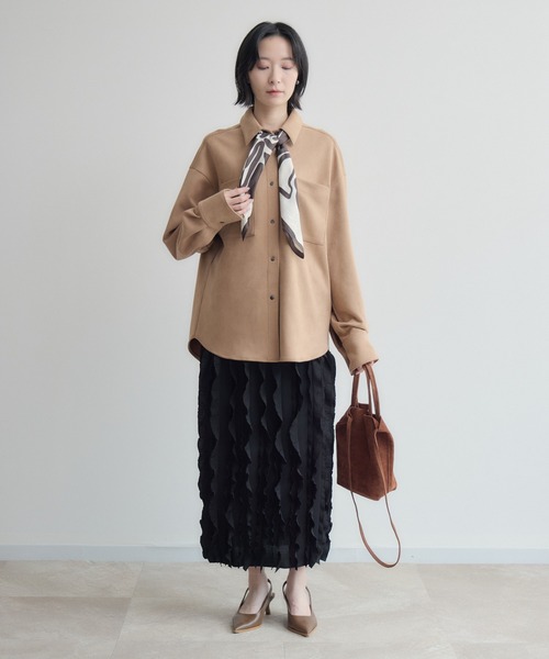 Paradise Picnic(パラダイスピクニック)の「cloche スエードダンボールニットシャツ(シャツ/ブラウス・レディース・キャメル/ブラウン/ブルー・FREE)」の22枚目の写真