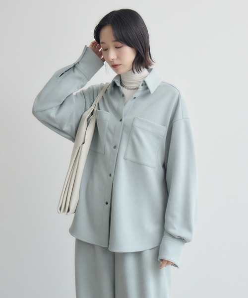 Paradise Picnic(パラダイスピクニック)の「cloche スエードダンボールニットシャツ(シャツ/ブラウス・レディース・キャメル/ブラウン/ブルー・FREE)」の9枚目の写真