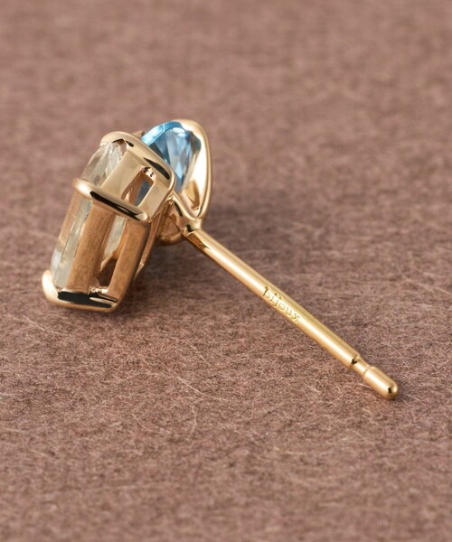 ete bijoux（エテビジュー）の「[ピース] K10YG ブルートパーズ/グリーンクォーツ ピアス（ピアス（片耳用）・レディース・イエローゴールド・FREE）」の3枚目の写真