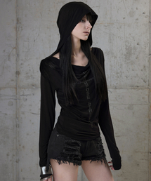 Cowl Sleeve Hoodie - Black