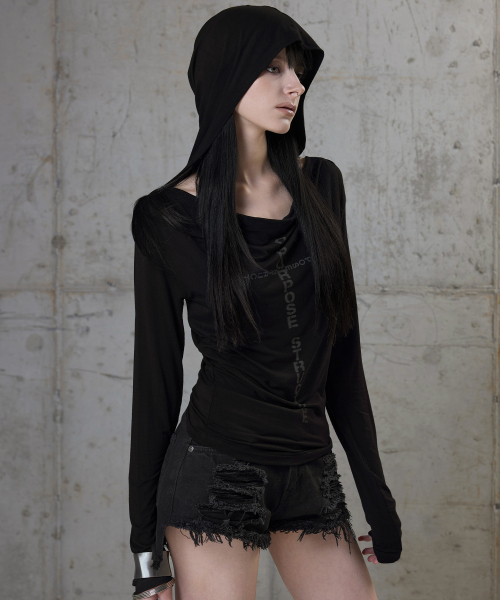 ROCKCAKE(ロックケーキ)の「Cowl Sleeve Hoodie - Black(Tシャツ/カットソー・レディース・その他・SMALL)」の1枚目の写真