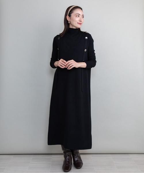 lodie(ロディ)の「【セット】リブタートル×ジャンスカニットワンピース(ワンピース・レディース・グリーン/グレー/ベージュ/ブラック・FREE)」の5枚目の写真