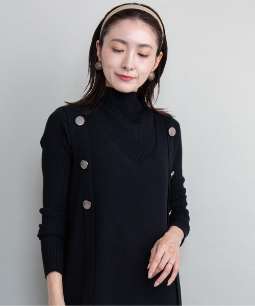 lodie(ロディ)の「【セット】リブタートル×ジャンスカニットワンピース(ワンピース・レディース・グリーン/グレー/ベージュ/ブラック・FREE)」の7枚目の写真