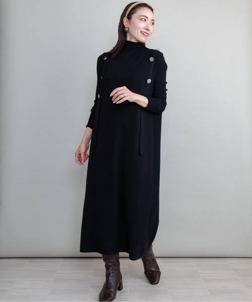 lodie(ロディ)の「【セット】リブタートル×ジャンスカニットワンピース(ワンピース・レディース・グリーン/グレー/ベージュ/ブラック・FREE)」の9枚目の写真