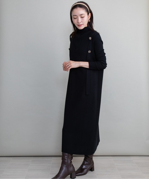 lodie(ロディ)の「【セット】リブタートル×ジャンスカニットワンピース(ワンピース・レディース・グリーン/グレー/ベージュ/ブラック・FREE)」の10枚目の写真
