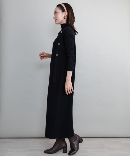 lodie(ロディ)の「【セット】リブタートル×ジャンスカニットワンピース(ワンピース・レディース・グリーン/グレー/ベージュ/ブラック・FREE)」の11枚目の写真