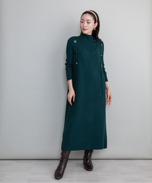 lodie(ロディ)の「【セット】リブタートル×ジャンスカニットワンピース(ワンピース・レディース・グリーン/グレー/ベージュ/ブラック・FREE)」の18枚目の写真