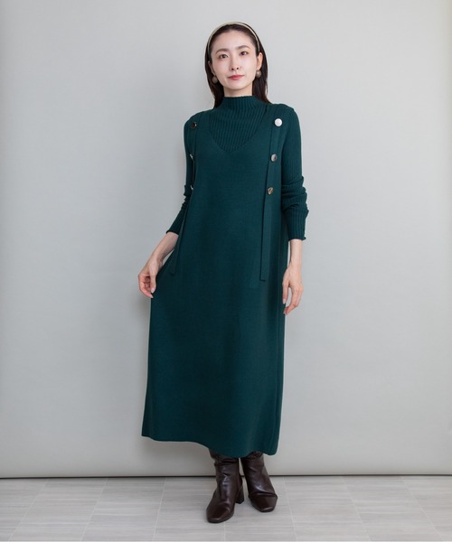 lodie(ロディ)の「【セット】リブタートル×ジャンスカニットワンピース(ワンピース・レディース・グリーン/グレー/ベージュ/ブラック・FREE)」の19枚目の写真
