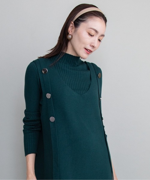 lodie(ロディ)の「【セット】リブタートル×ジャンスカニットワンピース(ワンピース・レディース・グリーン/グレー/ベージュ/ブラック・FREE)」の21枚目の写真