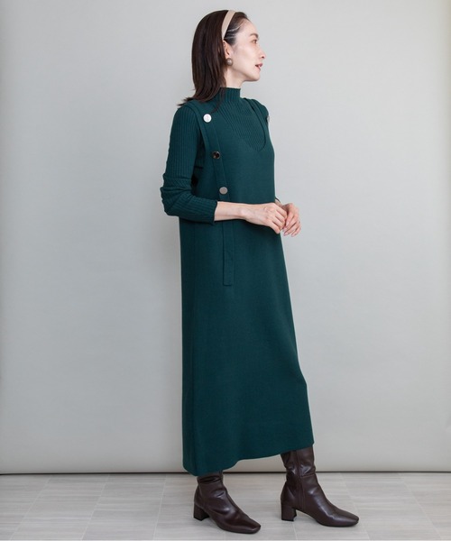 lodie(ロディ)の「【セット】リブタートル×ジャンスカニットワンピース(ワンピース・レディース・グリーン/グレー/ベージュ/ブラック・FREE)」の22枚目の写真