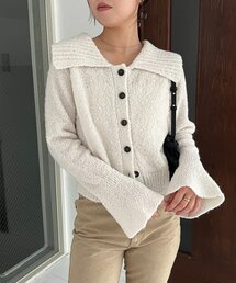 襟付プードルショートカーディガン