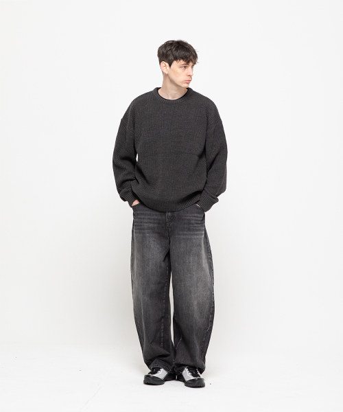 CHAMBROS（チャンブロス）の「カーブド BARREL コットンデニムパンツ[ウォッシュドブラック]（デニムパンツ・レディース・その他・LARGE/X-LARGE/XX-LARGE/SMALL/MEDIUM）」の3枚目の写真