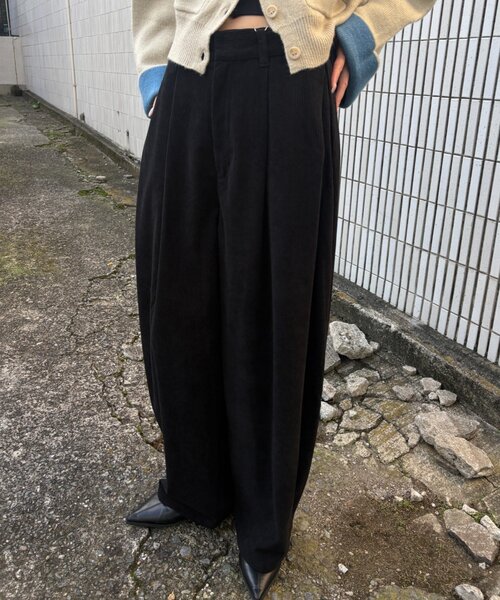 goocy(グーシー)の「コーデュロイタックパンツ(その他パンツ・レディース・ブラウン/ブラック・FREE)」の2枚目の写真