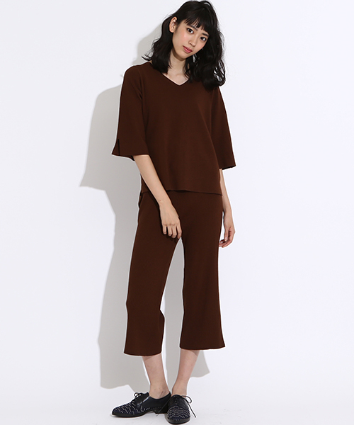 Droite lautreamont(ドロワットロートレアモン)の「ベルスリーブプルオーバー(ニット/セーター・レディース・ネイビー/ブラウン・M)」の11枚目の写真