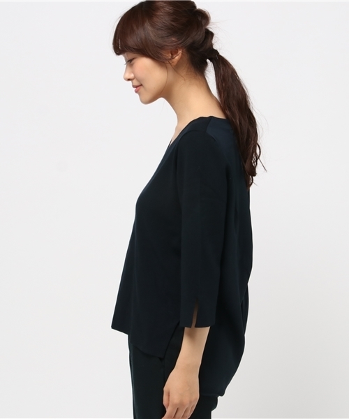 Droite lautreamont(ドロワットロートレアモン)の「ベルスリーブプルオーバー(ニット/セーター・レディース・ネイビー/ブラウン・M)」の4枚目の写真