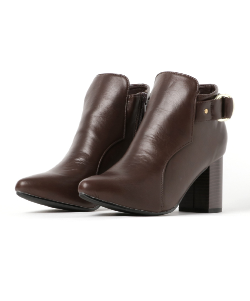 Noubel Voug Relax（ヌーベルヴォーグリラックス）の「Noubel Voug Relax(ヌーベル　ヴォーグ リラックス)/ポインテッドトゥチャンキーヒールショートブーツ（ブーツ・レディース・ブラック/カーキ/ダークブラウン・L/LL/M/S）」の10枚目の写真