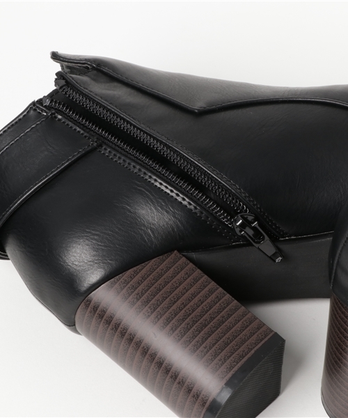 Noubel Voug Relax（ヌーベルヴォーグリラックス）の「Noubel Voug Relax(ヌーベル　ヴォーグ リラックス)/ポインテッドトゥチャンキーヒールショートブーツ（ブーツ・レディース・ブラック/カーキ/ダークブラウン・L/LL/M/S）」の5枚目の写真