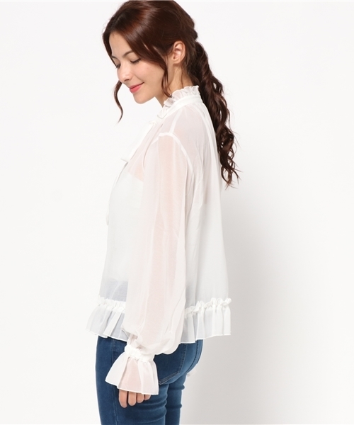 SLY（スライ）の「FRILL BOWTIE BLOUSE（シャツ/ブラウス・レディース・ブラック/ホワイト/イエロー・1/2）」の5枚目の写真