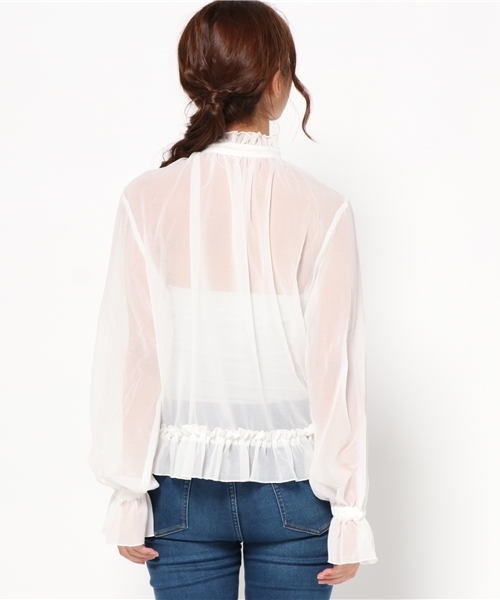 SLY（スライ）の「FRILL BOWTIE BLOUSE（シャツ/ブラウス・レディース・ブラック/ホワイト/イエロー・1/2）」の6枚目の写真