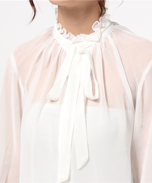 SLY（スライ）の「FRILL BOWTIE BLOUSE（シャツ/ブラウス・レディース・ブラック/ホワイト/イエロー・1/2）」の7枚目の写真