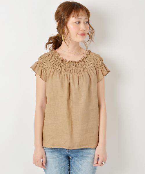 Khaju（カージュ）の「Khaju:シャーリング2WAYブラウス◇（シャツ/ブラウス・レディース・ブラック/オフホワイト/ベージュ・ONE SIZE）」の7枚目の写真