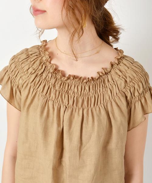 Khaju（カージュ）の「Khaju:シャーリング2WAYブラウス◇（シャツ/ブラウス・レディース・ブラック/オフホワイト/ベージュ・ONE SIZE）」の10枚目の写真