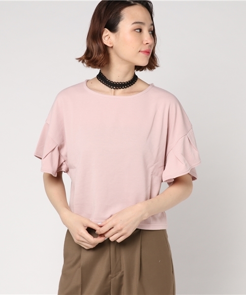 Honeys(ハニーズ)の「チョーカー付プルオーバー(Tシャツ/カットソー・レディース・ピンク/オフホワイト/イエロー/ブラック・M/S/L)」の1枚目の写真