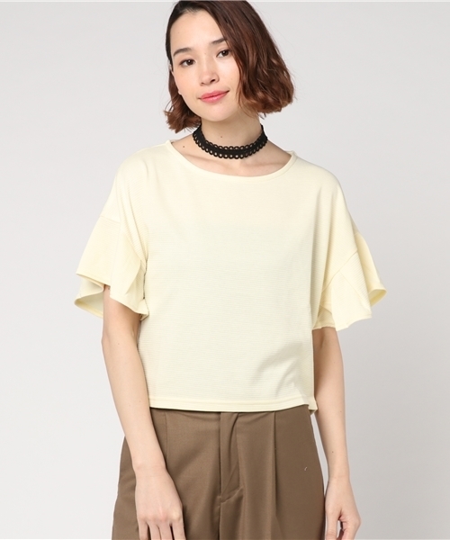 Honeys(ハニーズ)の「チョーカー付プルオーバー(Tシャツ/カットソー・レディース・ピンク/オフホワイト/イエロー/ブラック・M/S/L)」の4枚目の写真