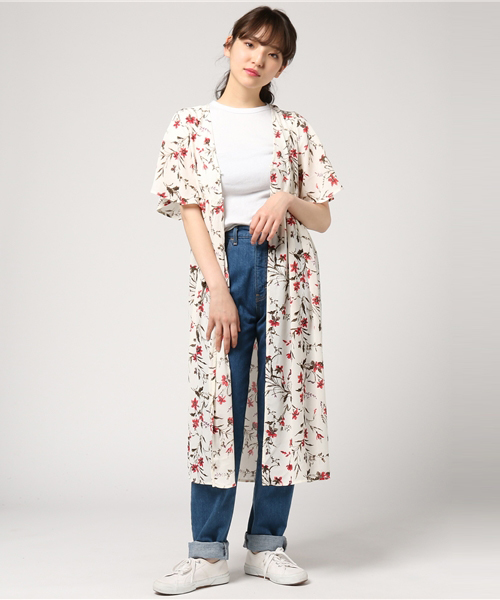 VENCEEXCHANGE（ヴァンスエクスチェンジ）の「カルム花柄シャツディガン            （カーディガン/ボレロ・レディース・レッド/オフホワイト・MEDIUM）」の11枚目の写真