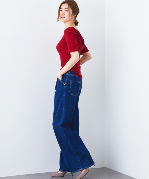 STUDIOUS(ステュディオス)の「リブカットソーバックカシュクールトップス(Tシャツ/カットソー・レディース・レッド/ブラック/カーキ・FREE/1)」の6枚目の写真