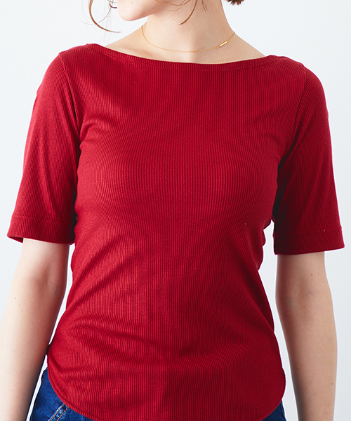 STUDIOUS(ステュディオス)の「リブカットソーバックカシュクールトップス(Tシャツ/カットソー・レディース・レッド/ブラック/カーキ・FREE/1)」の13枚目の写真