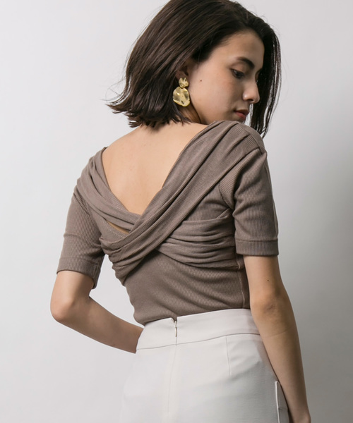 STUDIOUS(ステュディオス)の「リブカットソーバックカシュクールトップス(Tシャツ/カットソー・レディース・レッド/ブラック/カーキ・FREE/1)」の20枚目の写真