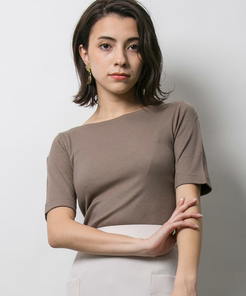 STUDIOUS(ステュディオス)の「リブカットソーバックカシュクールトップス(Tシャツ/カットソー・レディース・レッド/ブラック/カーキ・FREE/1)」の19枚目の写真