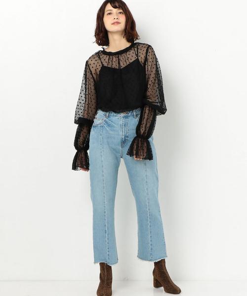 Another Edition（アナザーエディション）の「デニムクロップドフレアパンツ（デニムパンツ・レディース・ライトブルー/コバルトブルー・SMALL/MEDIUM）」の6枚目の写真