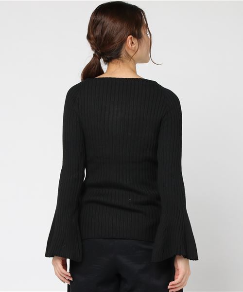 MERLOT（メルロー）の「ボートネックリブニットフレアスリーブトップス0074（ニット/セーター・レディース・ライトグレー/ブラック/レッド/アイボリー・FREE）」の15枚目の写真