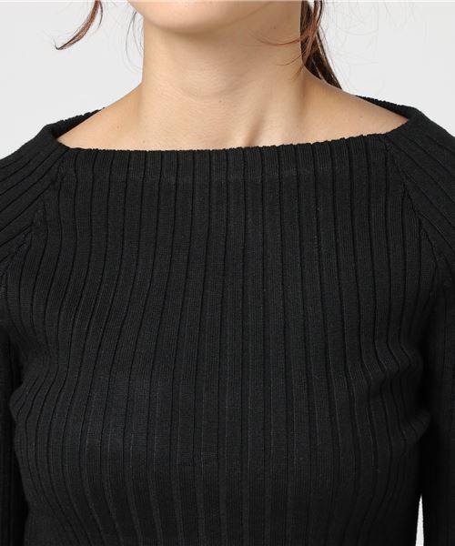 MERLOT（メルロー）の「ボートネックリブニットフレアスリーブトップス0074（ニット/セーター・レディース・ライトグレー/ブラック/レッド/アイボリー・FREE）」の5枚目の写真