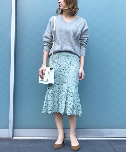 Liesse(リエス)の「デイジーレースマーメイドフレアースカート(スカート・レディース・アクア/ブラック・L/M/S)」の21枚目の写真