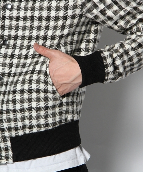 603（ロクマルサン）の「603 ウールチェックスタジャン（ブルゾン・メンズ・ホワイト・40/42）」の10枚目の写真
