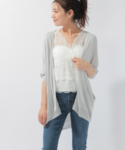 laboratory work（ラボラトリーワーク）の「レーヨントッパーカーデ（カーディガン/ボレロ・レディース・オフホワイト/グリーン/グレー/ネイビー・MEDIUM）」の2枚目の写真