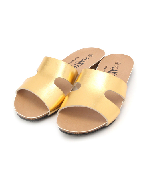 PLAKTON(プラクトン)の「【PLAKTON/プラクトン】メタリックフラットサンダル(サンダル・レディース・シルバー/ゴールド・36/37/38)」の1枚目の写真
