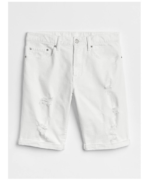GAP(ギャップ)の「10'' Distressed Denim Shorts in Slim Fit with GapFlex(その他パンツ・メンズ・ホワイト・36W/28W/34W/30W/32W)」の2枚目の写真