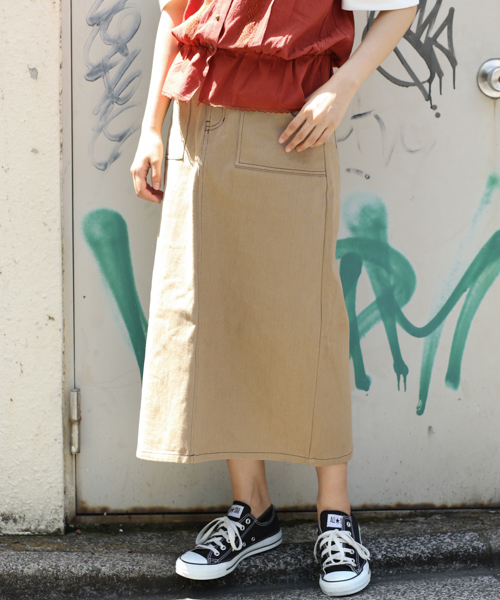 apres jour（アプレジュール）の「ステッチナロースカートZOZOTOWN限定アイテム】（スカート・レディース・ブラック/オフホワイト/ベージュ/カーキ・フリー）」の4枚目の写真