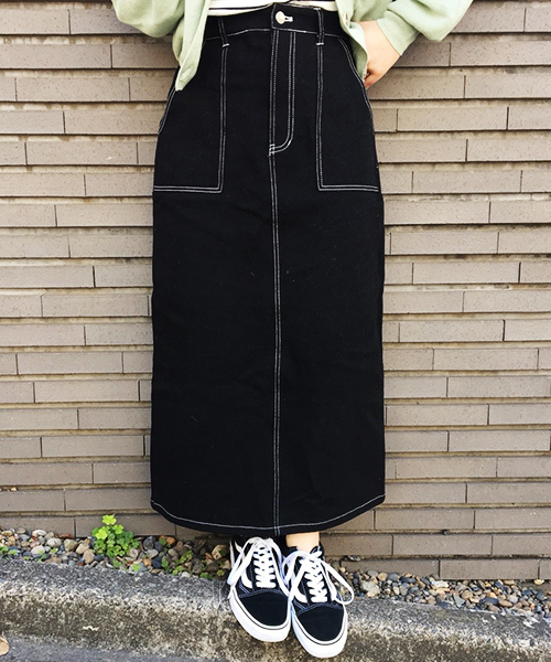 apres jour（アプレジュール）の「ステッチナロースカートZOZOTOWN限定アイテム】（スカート・レディース・ブラック/オフホワイト/ベージュ/カーキ・フリー）」の5枚目の写真